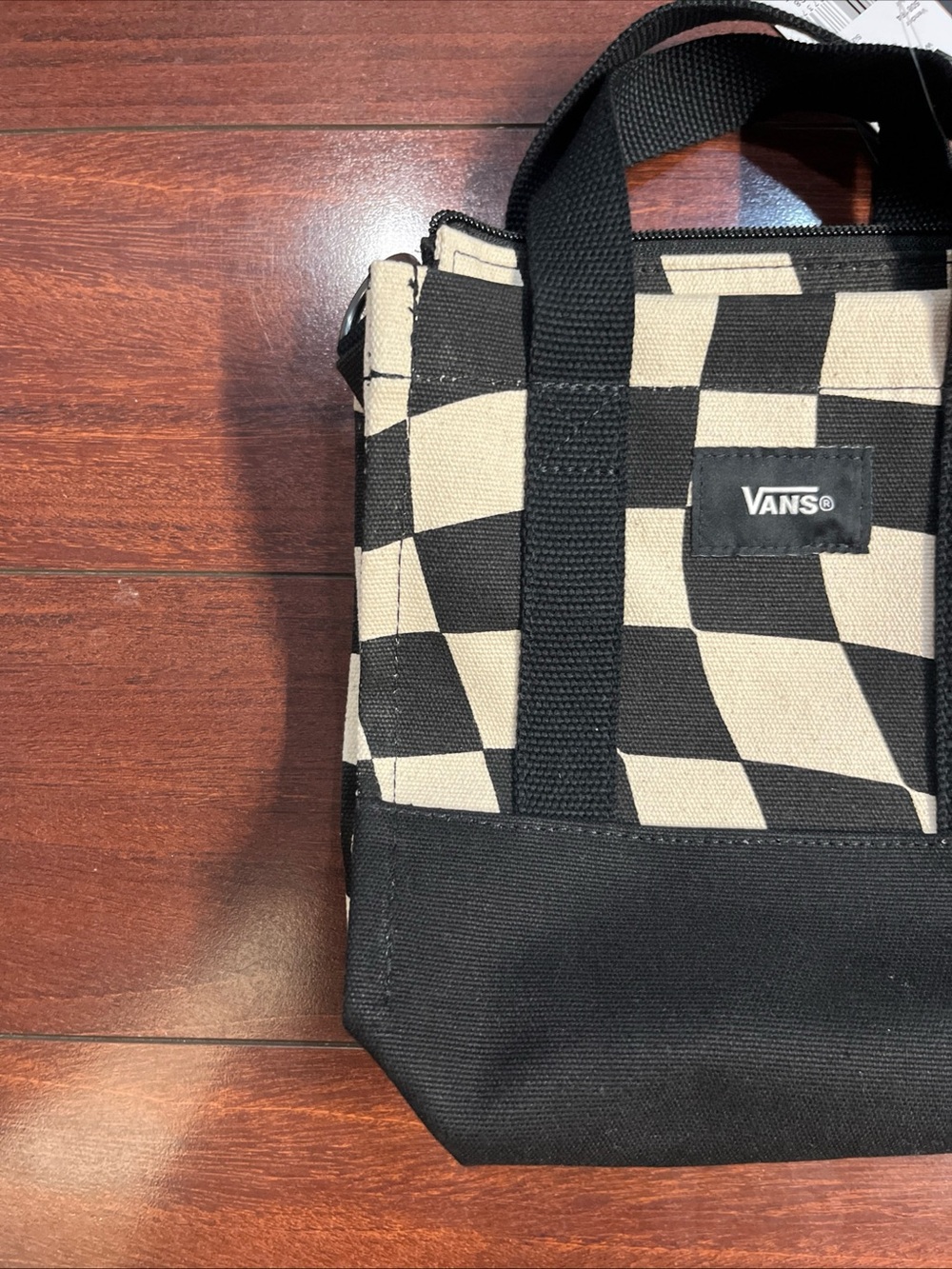Vans Lil Pergs Tote Bag Small Crossbody Marshmallow White Checkerboard 8x7x3 New - Picture 3 of 15